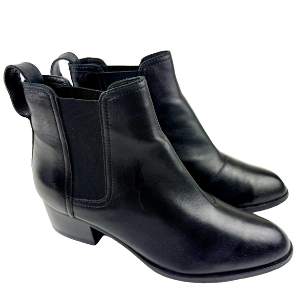 Rag & Bone Women's Ankle Boots 37 Walker Leather Booties Stretch Panel Slip On - Picture 1 of 15